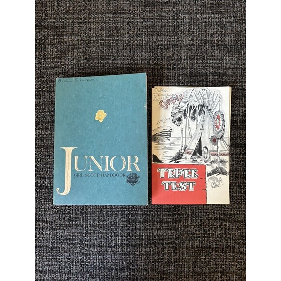 Lot Of 3 - Vintage 1963 Junior Girl Scout Handbook & 2 Copies Of  Teepee Test - Picture 1 of 8